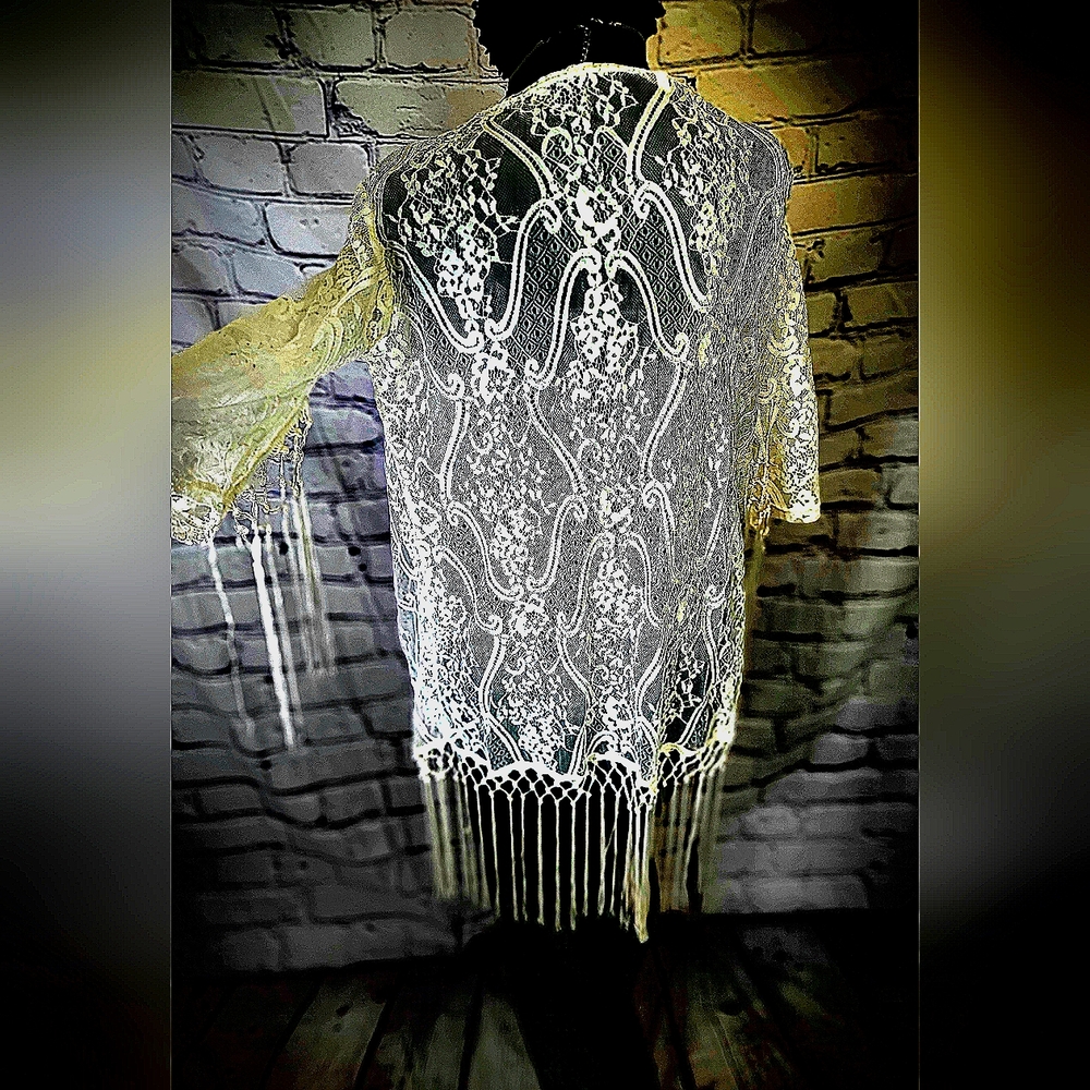 🤍White, lace, tastled cover up🤍